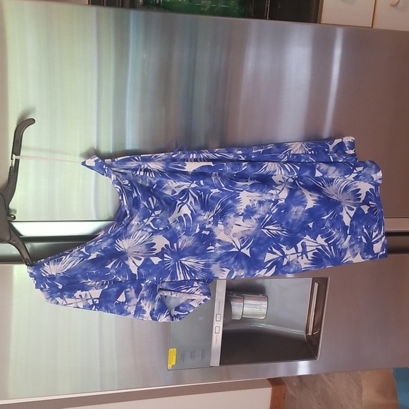 💕TRINA TURK💕 Basque Dress One Shoulder Swim Cover Up Sapphire Blue Print S NWT - Picture 14 of 16